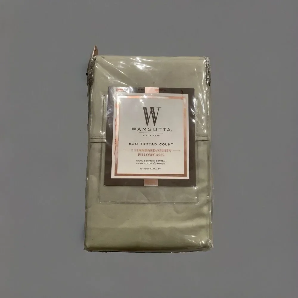 Wamsutta PILLOWCASES 620 Thread Count Sage Pima Cotton Solid TWO 21”x32 ” NEW